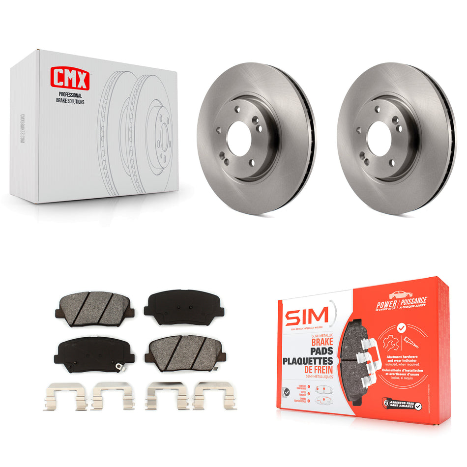 Front Disc Brake Rotors And Semi-Metallic Pads Kit For 2014-2017 Kia Rondo K8S-100488