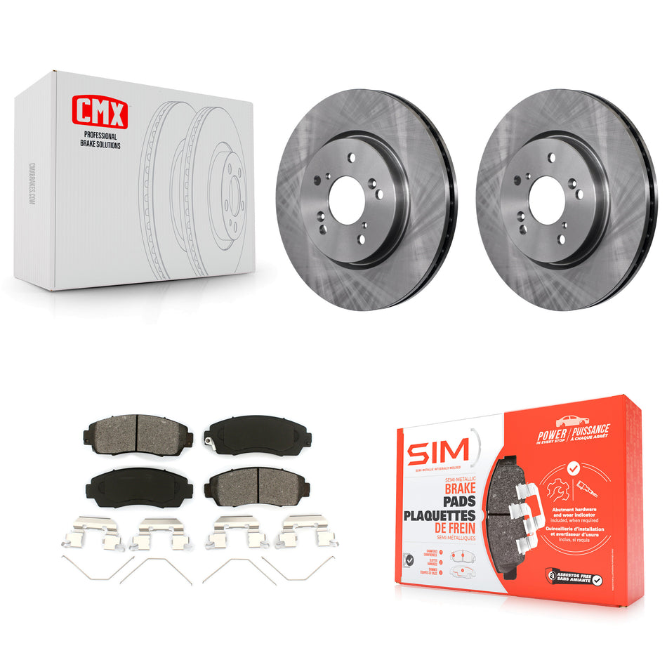 Front Disc Brake Rotors And Semi-Metallic Pads Kit For Honda CR-V Crosstour Accord K8S-100512