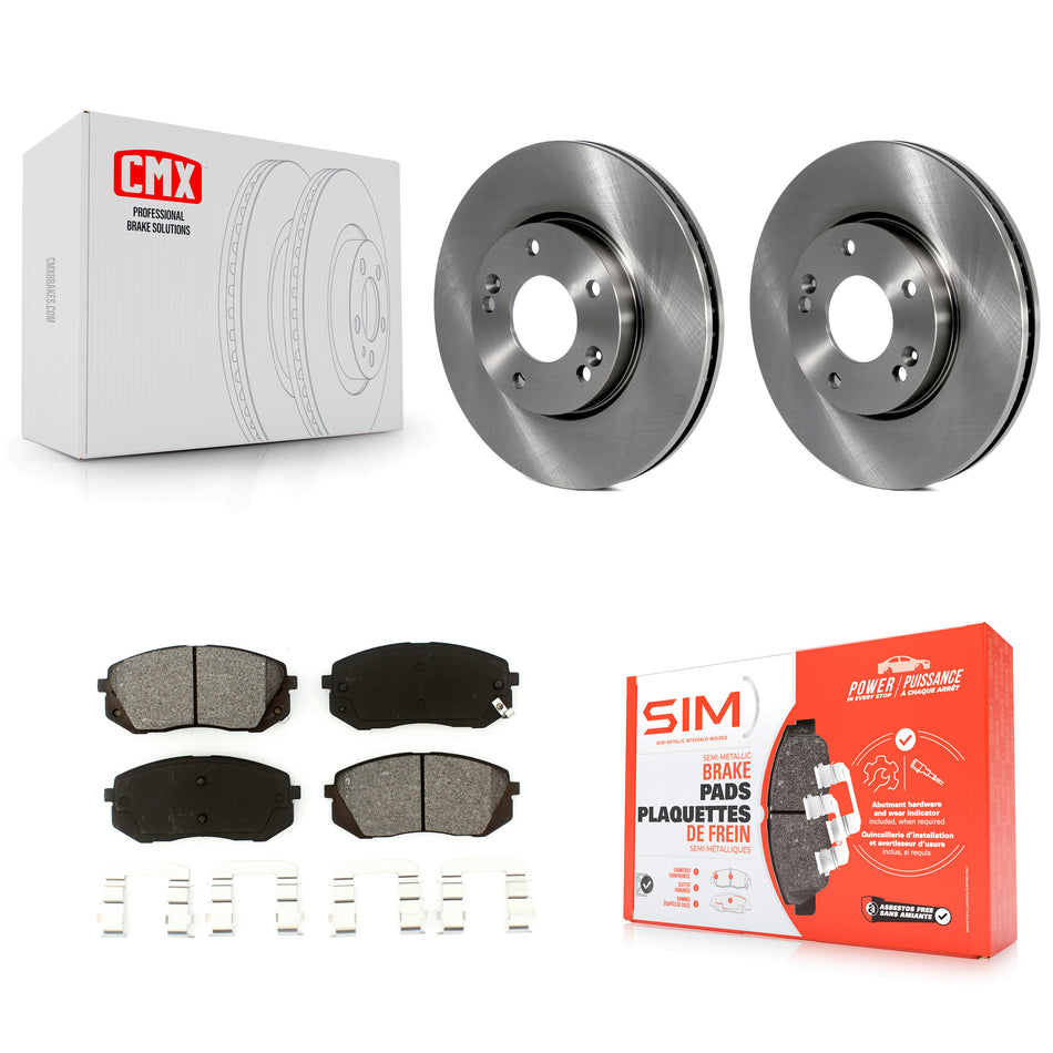 Front Disc Brake Rotors And Semi-Metallic Pads Kit For 2007-2009 Kia Rondo K8S-100540