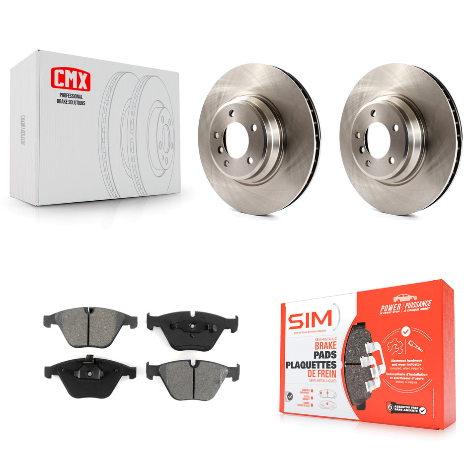 Front Disc Brake Rotors And Semi-Metallic Pads Kit For BMW 335i xDrive X1 335d 335xi 335is K8S-100557