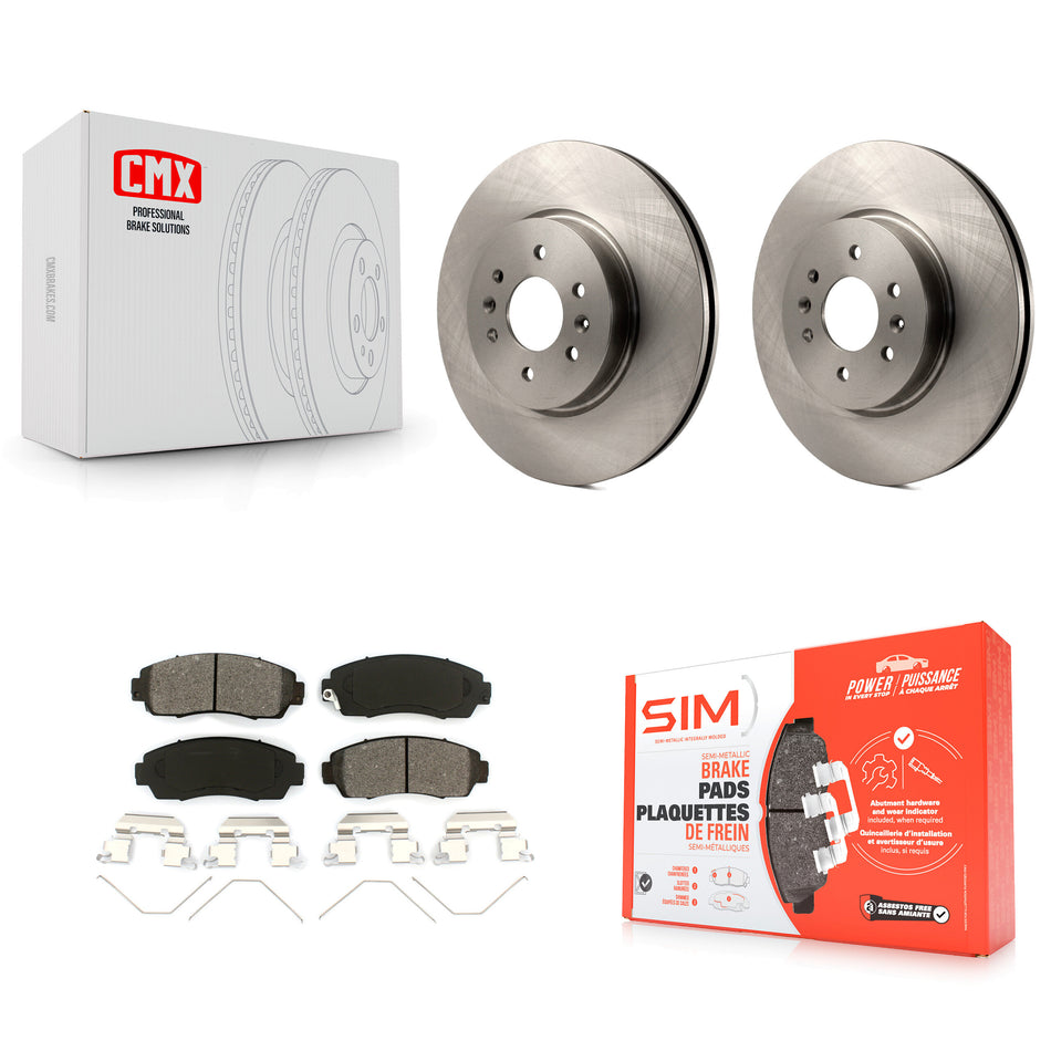 Front Disc Brake Rotors And Semi-Metallic Pads Kit For 2011-2014 Honda Odyssey K8S-100581
