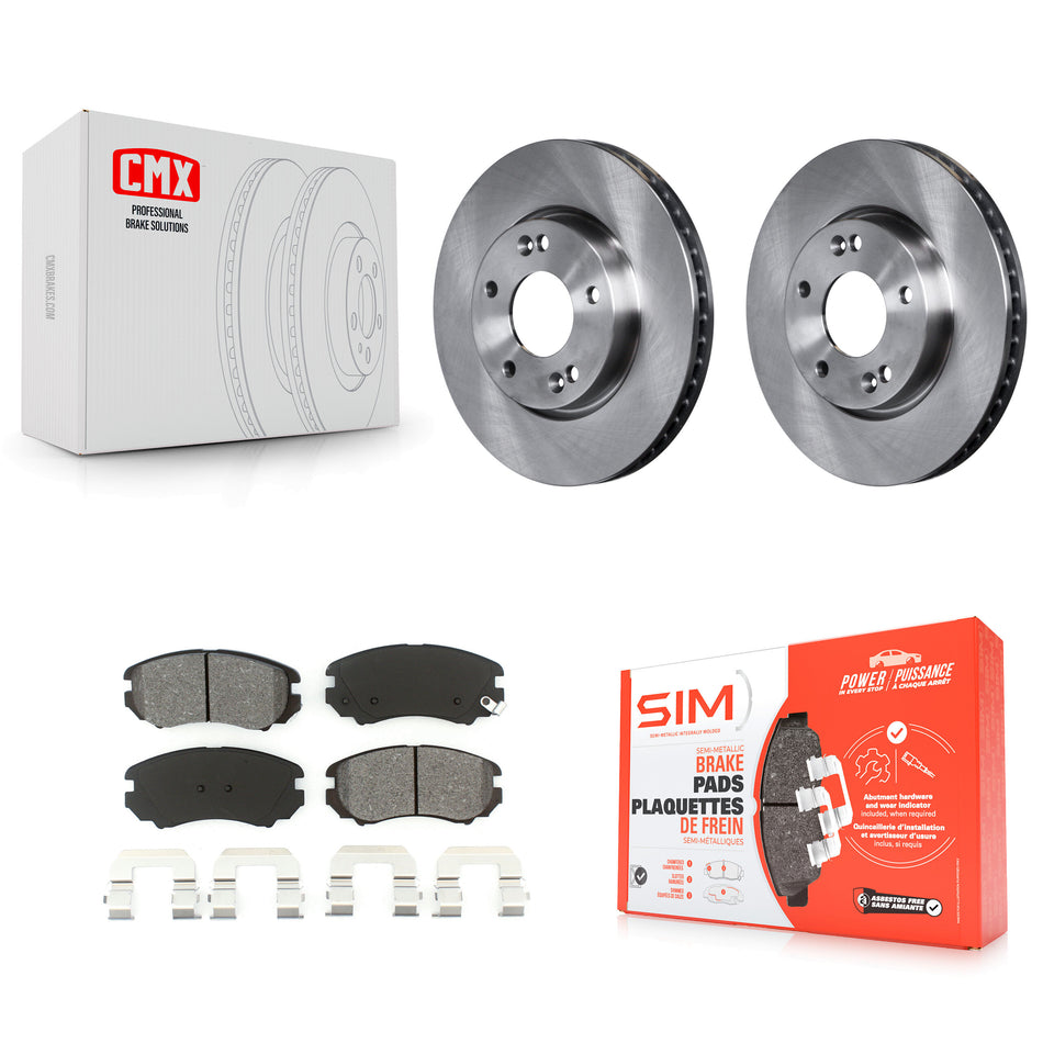 Front Disc Brake Rotors And Semi-Metallic Pads Kit For 2010-2011 Kia Soul 2.0L K8S-100587
