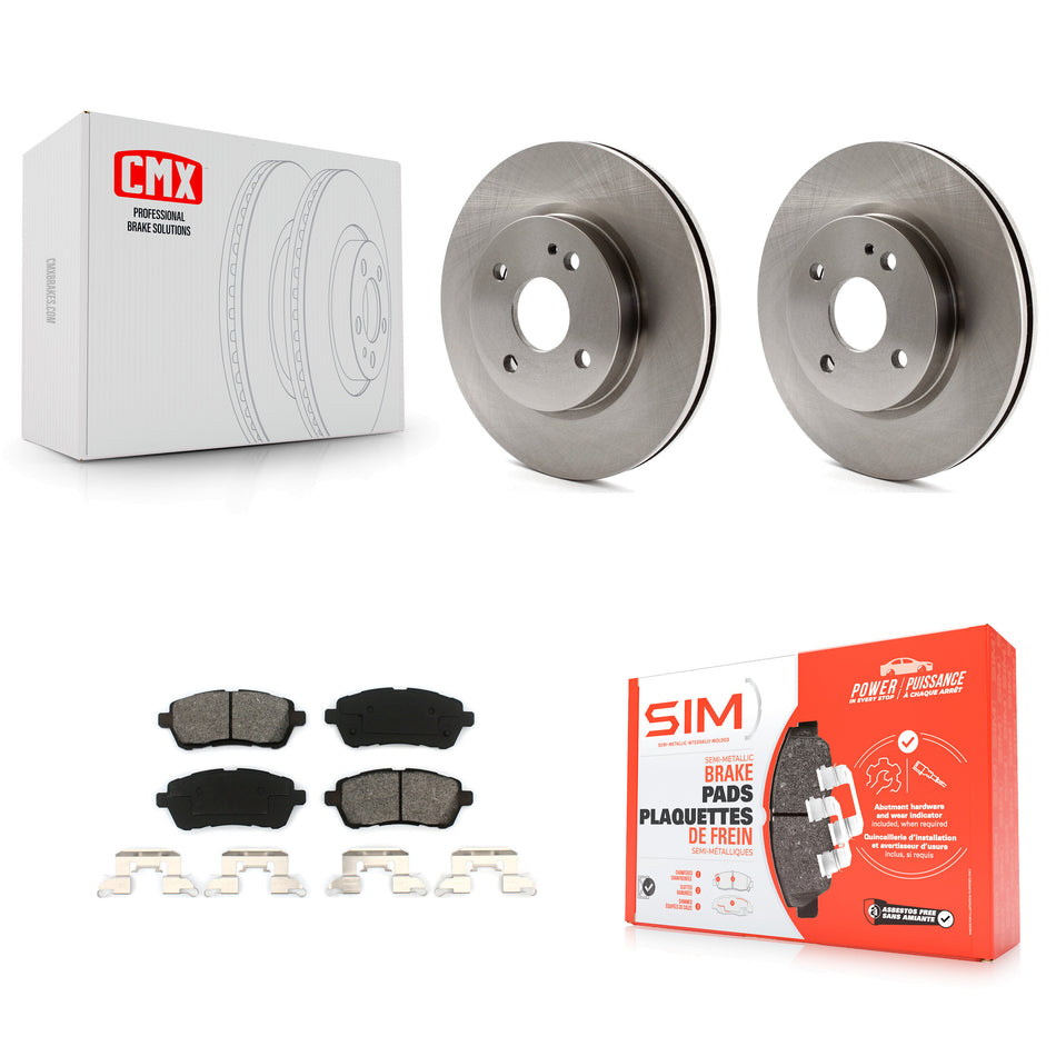 Front Disc Brake Rotors And Semi-Metallic Pads Kit For 2011-2014 Mazda 2 K8S-100601