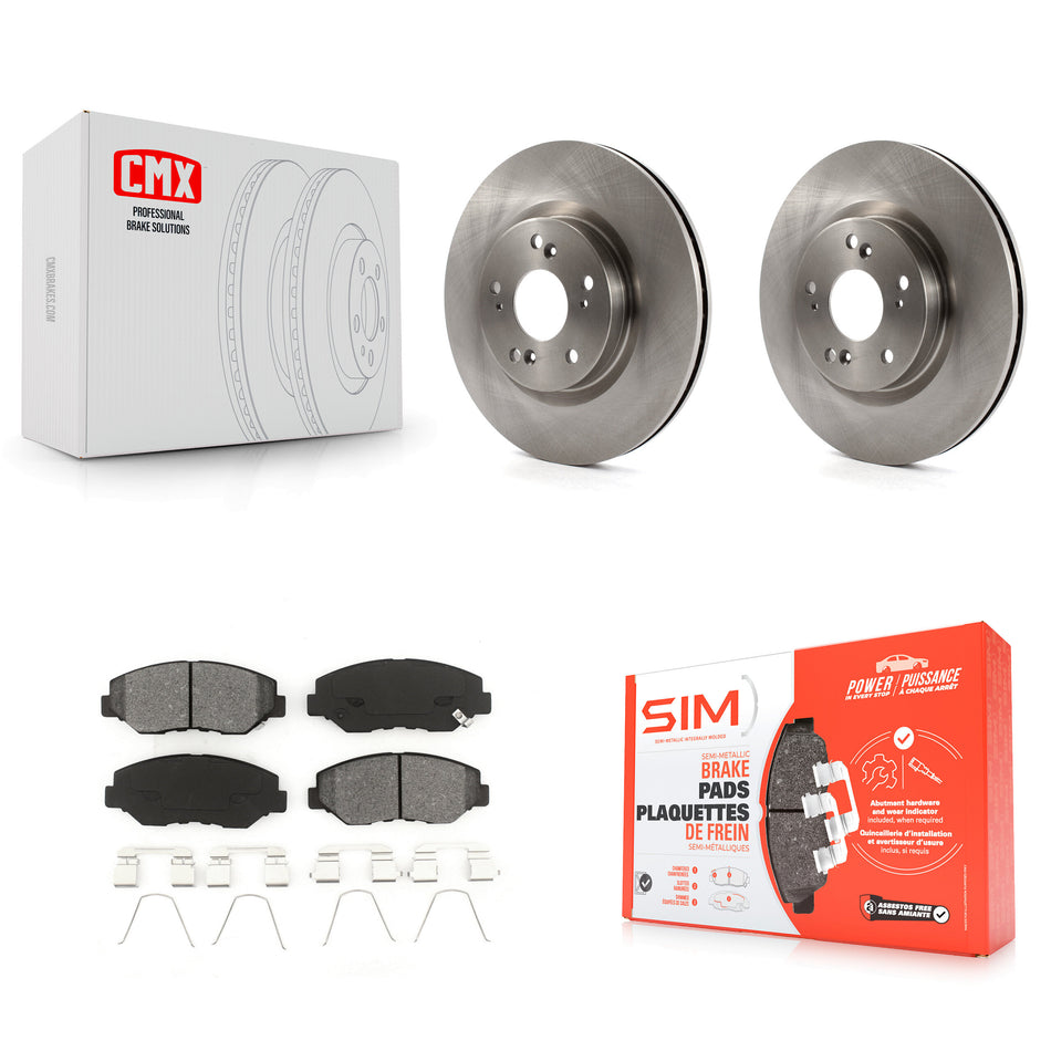 Front Disc Brake Rotors And Semi-Metallic Pads Kit For 2012-2016 Honda CR-V FWD K8S-100640