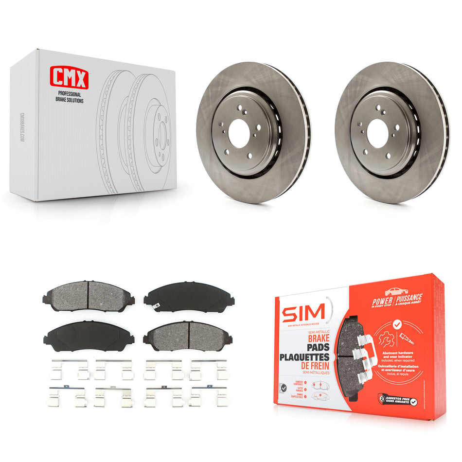 Front Disc Brake Rotors And Semi-Metallic Pads Kit For 2014-2016 Acura MDX K8S-100647