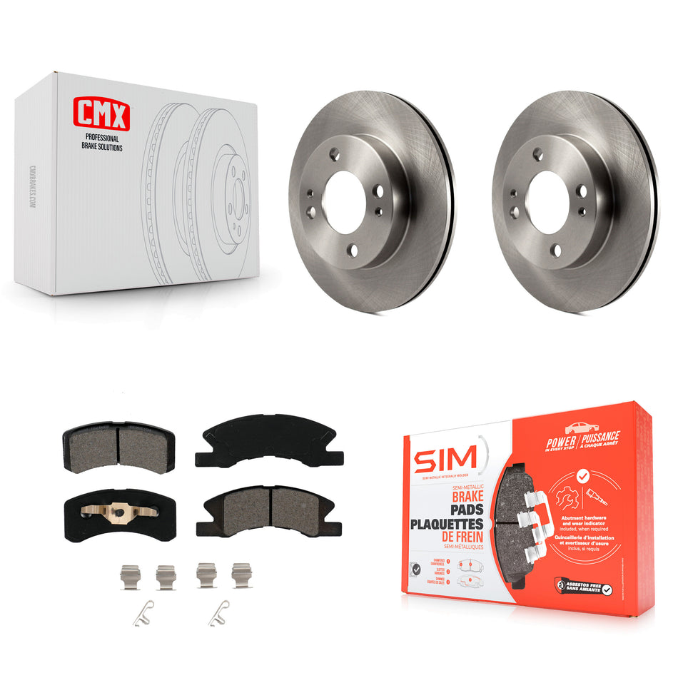 Front Disc Brake Rotors And Semi-Metallic Pads Kit For 2014-2015 Mitsubishi Mirage K8S-100649