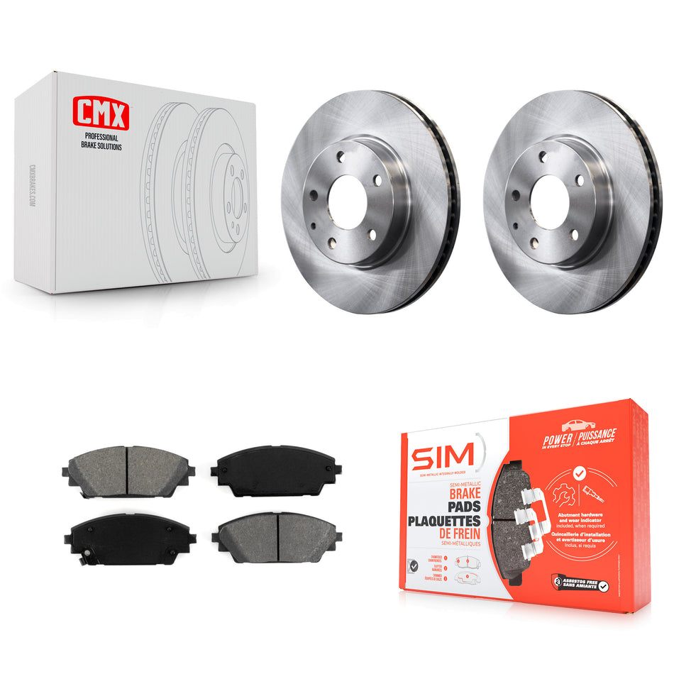 Front Disc Brake Rotors And Semi-Metallic Pads Kit For 2016-2021 Mazda CX-3 FWD K8S-100654
