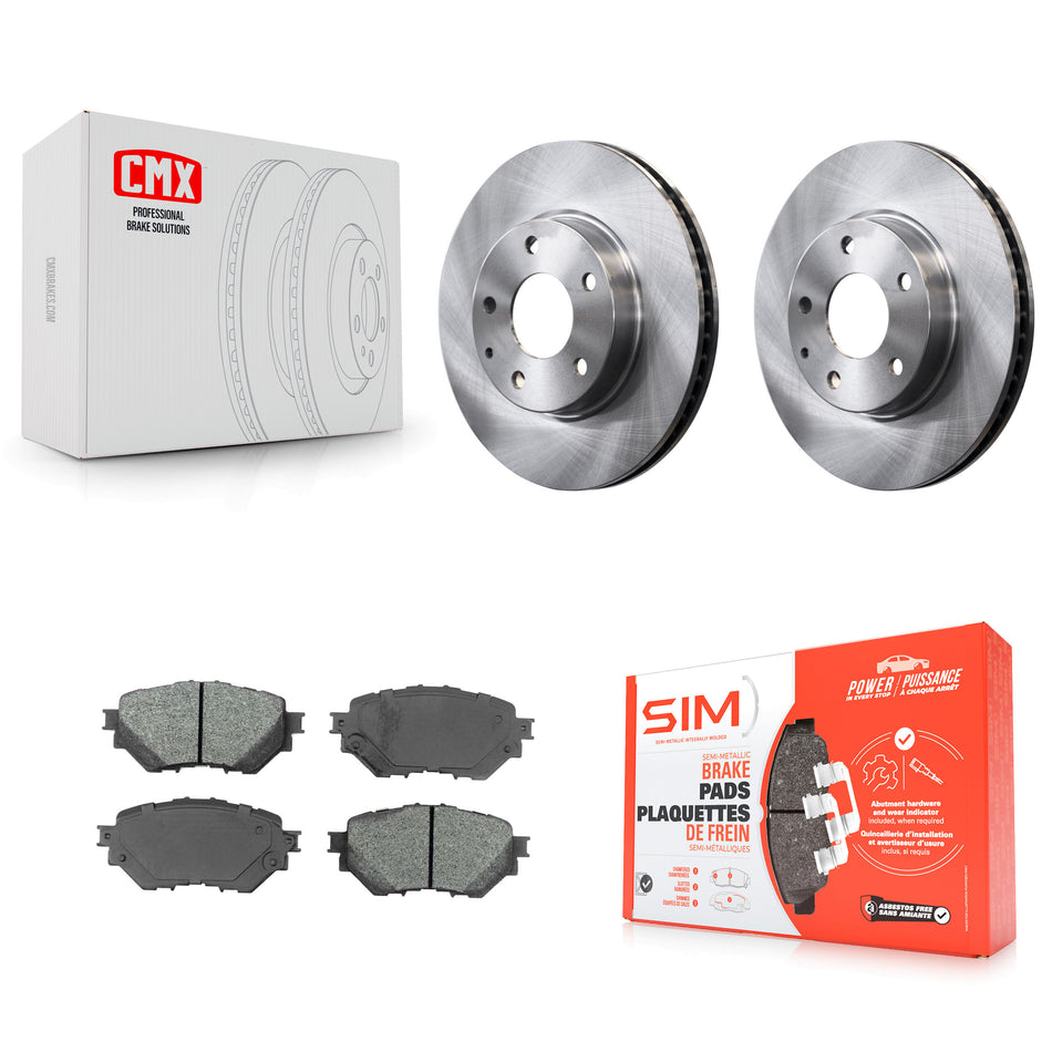 Front Disc Brake Rotors And Semi-Metallic Pads Kit For 2014-2018 Mazda 3 Sport K8S-100655