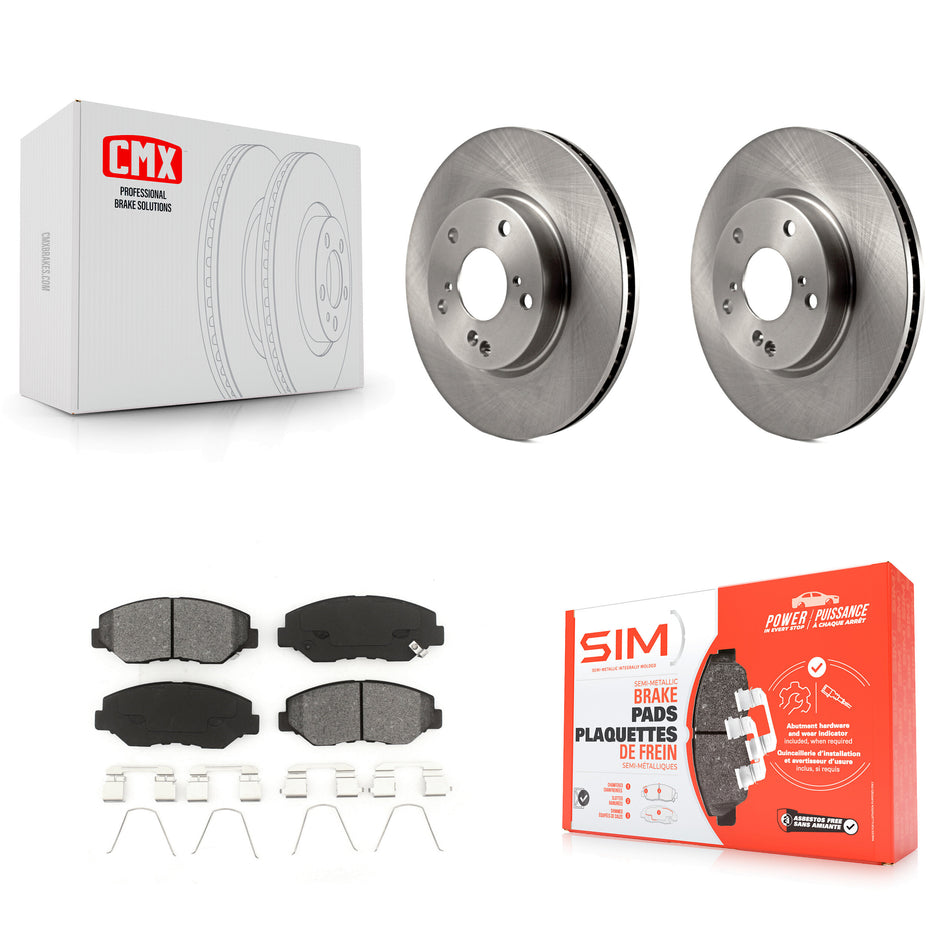 Front Disc Brake Rotors And Semi-Metallic Pads Kit For Honda Civic K8S-100668