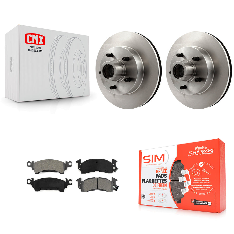 Front Brake Rotors & Semi-Metallic Pad Kit For Chevrolet C10 G20 GMC Cadillac C1500 G2500 Fleetwood R10 Brougham K5 Blazer R1500 Suburban G10 DeVille G1500 Commercial Chassis K8S-100677