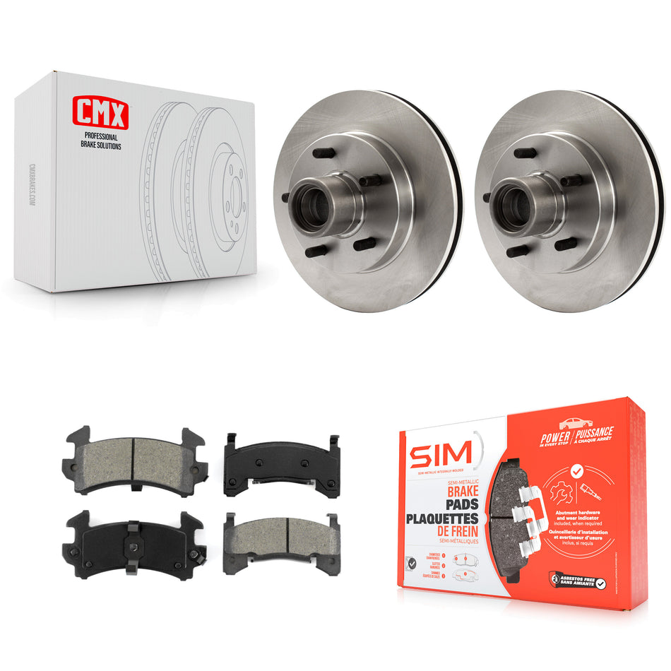 Front Disc Brake Rotors Hub Assembly And Semi-Metallic Pads Kit For 2003-2003 Chevrolet S10 GMC Sonoma RWD K8S-100689