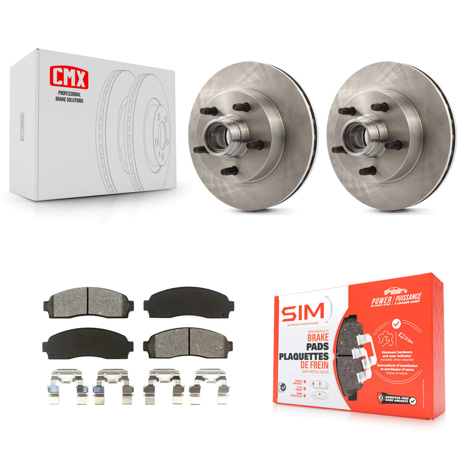 Front Disc Brake Rotors Hub Assembly And Semi-Metallic Pads Kit For Mazda B2300 B3000 B4000 With 10.25" Diameter Rotor K8S-100711
