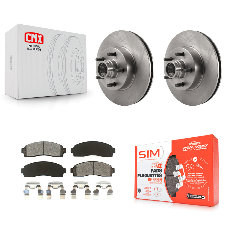 Front Disc Brake Rotors Hub Assembly And Semi-Metallic Pads Kit For 2010-2011 Ford Ranger RWD K8S-100735
