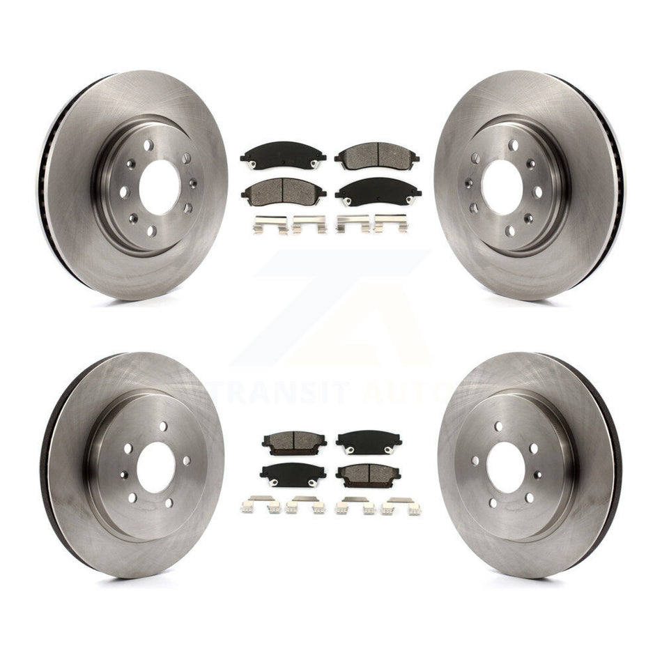 Front Rear Disc Brake Rotors And Semi-Metallic Pads Kit For 2006-2007 Cadillac CTS Base With Sport Suspension 303mm Diameter Rotor K8S-100782