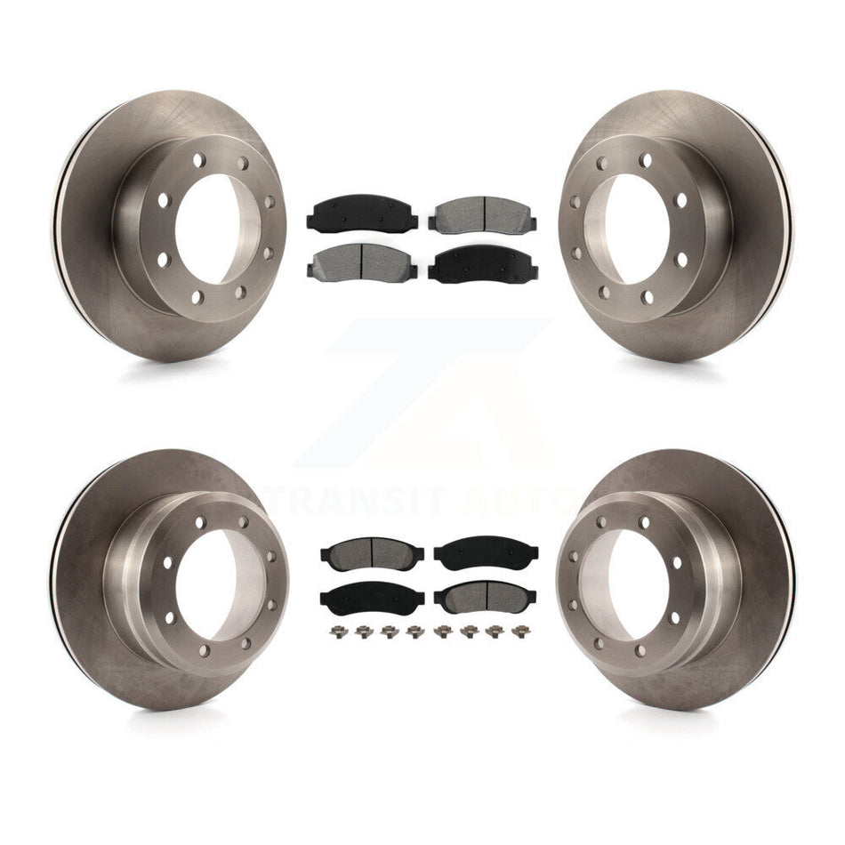 Front Rear Disc Brake Rotors And Semi-Metallic Pads Kit For 2005-2007 Ford F-350 Super Duty 4WD With Dual Wheels K8S-100907