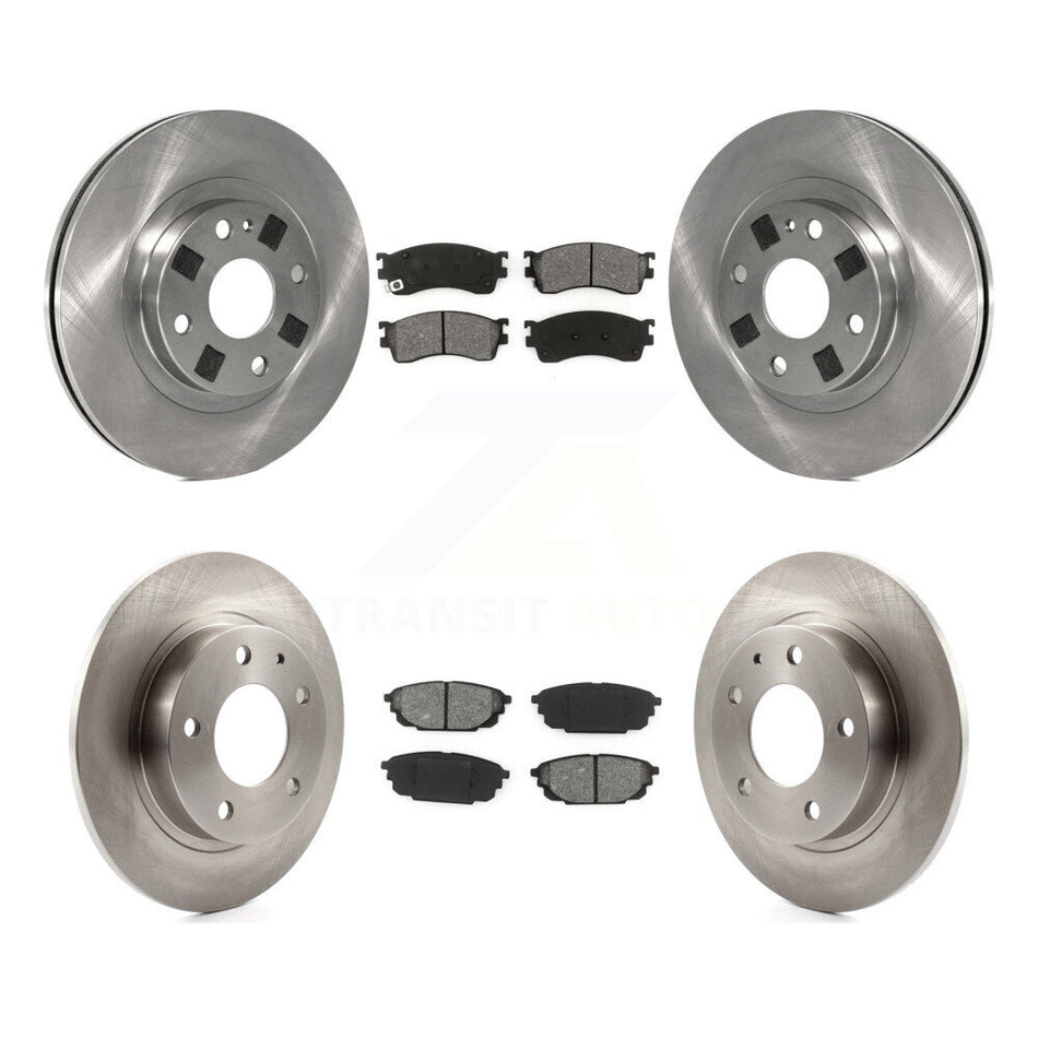 Front Rear Disc Brake Rotors And Semi-Metallic Pads Kit For 2001-2002 Mazda Protege 2.0L with rear brakes With 4 Lug Wheels K8S-101127