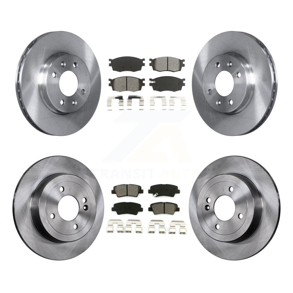 Front Rear Disc Brake Rotors And Semi-Metallic Pads Kit For 2011 Hyundai Accent K8S-101295