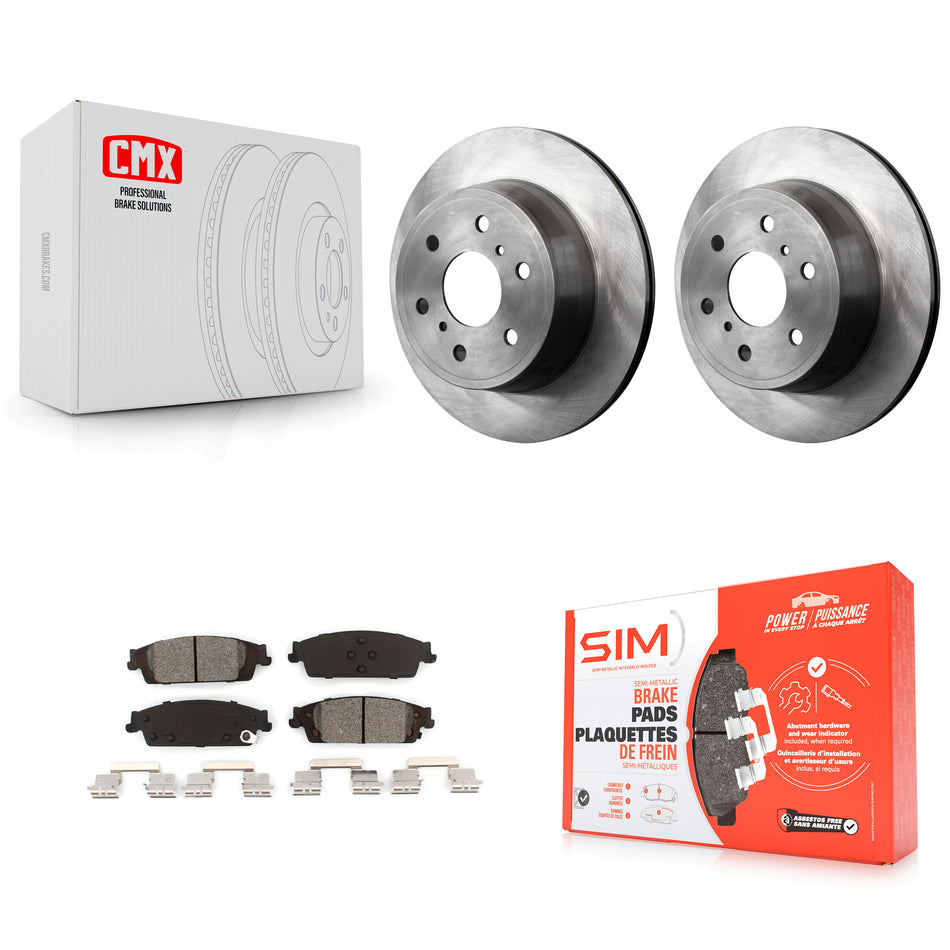 Rear Disc Brake Rotors And Semi-Metallic Pads Kit For Chevrolet Silverado 1500 GMC Sierra Tahoe Suburban Yukon Cadillac XL Escalade ESV LD Limited K8S-101552