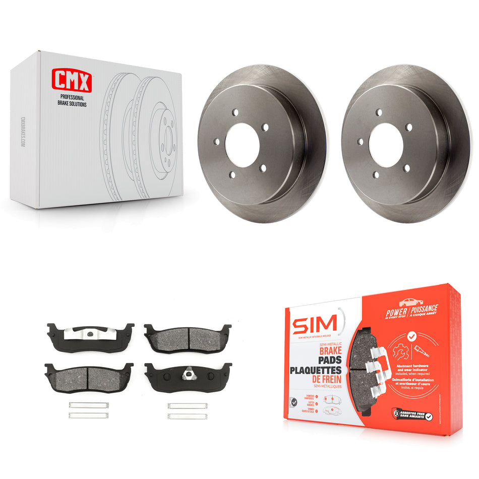 Rear Disc Brake Rotors And Semi-Metallic Pads Kit For Ford F-150 Expedition Lincoln Navigator K8S-101588