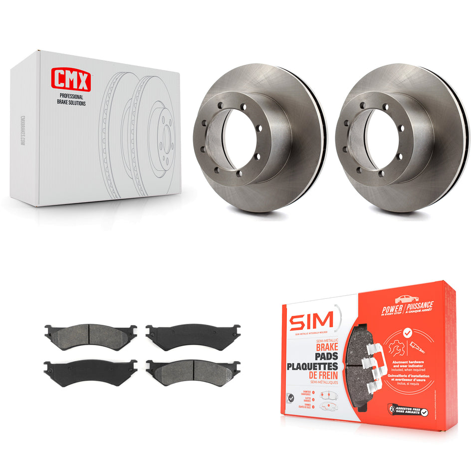 Rear Disc Brake Rotors And Semi-Metallic Pads Kit For 1999-2001 Ford E-350 Super Duty With Dual Wheels Driveline Mounted Parking K8S-101591