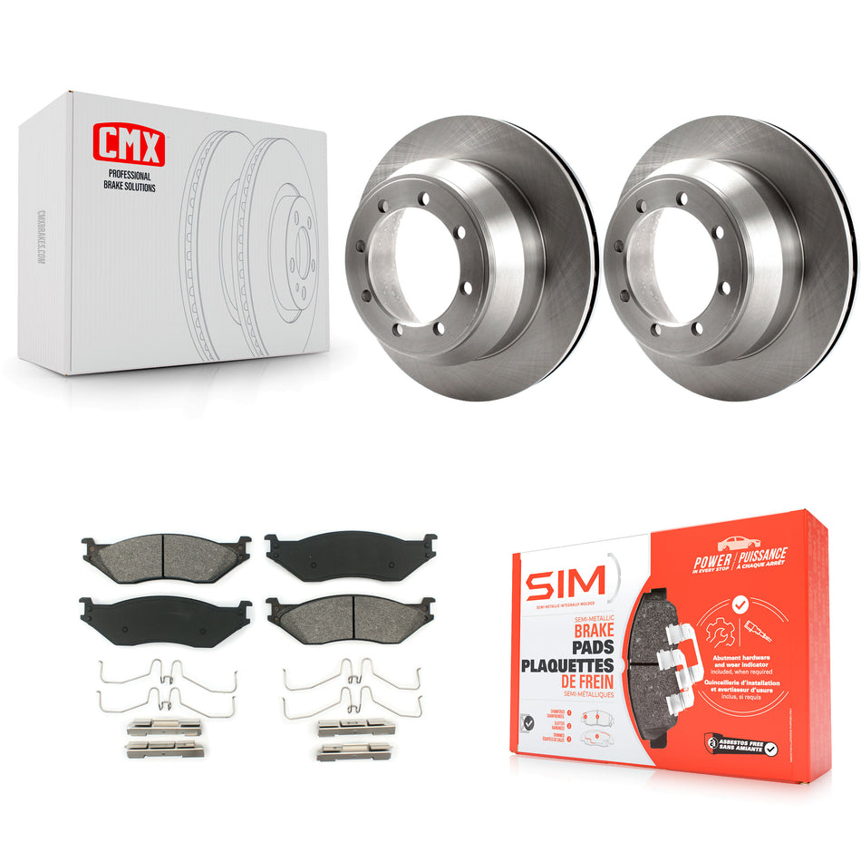 Rear Disc Brake Rotors And Semi-Metallic Pads Kit For 2003 Ford F-550 Super Duty With 8 Lug Wheels K8S-101597
