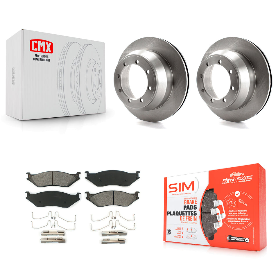 Rear Disc Brake Rotors And Semi-Metallic Pads Kit For 2003 Ford F-550 Super Duty With 8 Lug Wheels K8S-101597
