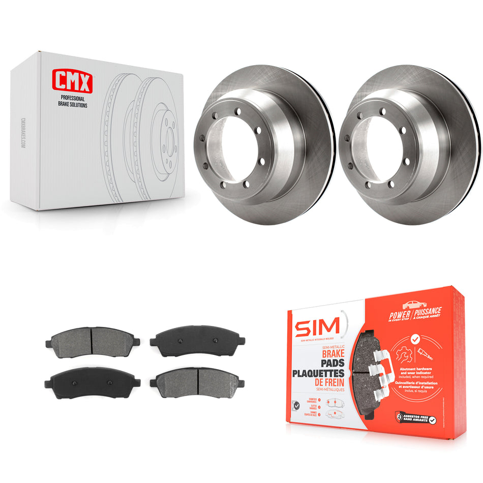 Rear Disc Brake Rotors And Semi-Metallic Pads Kit For 1999-2004 Ford F-350 Super Duty With Dual Wheels K8S-101598