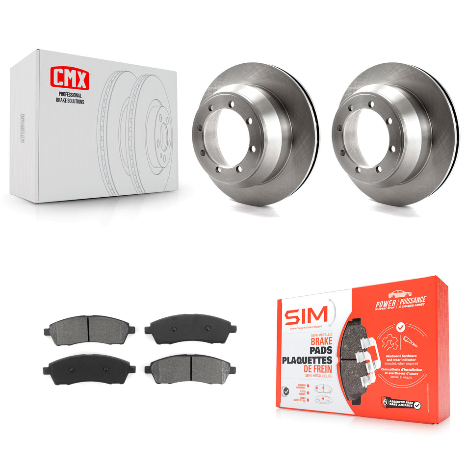 Rear Disc Brake Rotors And Semi-Metallic Pads Kit For 1999-2004 Ford F-350 Super Duty With Dual Wheels K8S-101598