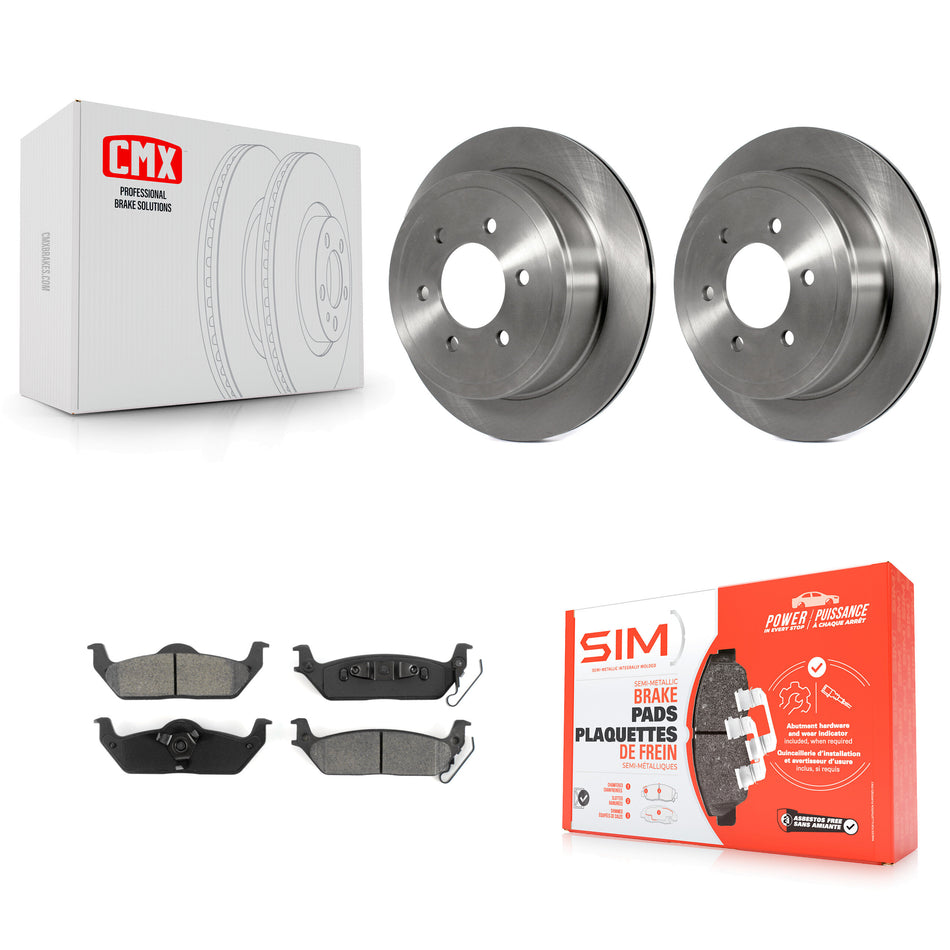 Rear Disc Brake Rotors And Semi-Metallic Pads Kit For Ford F-150 Lincoln Mark LT K8S-101612