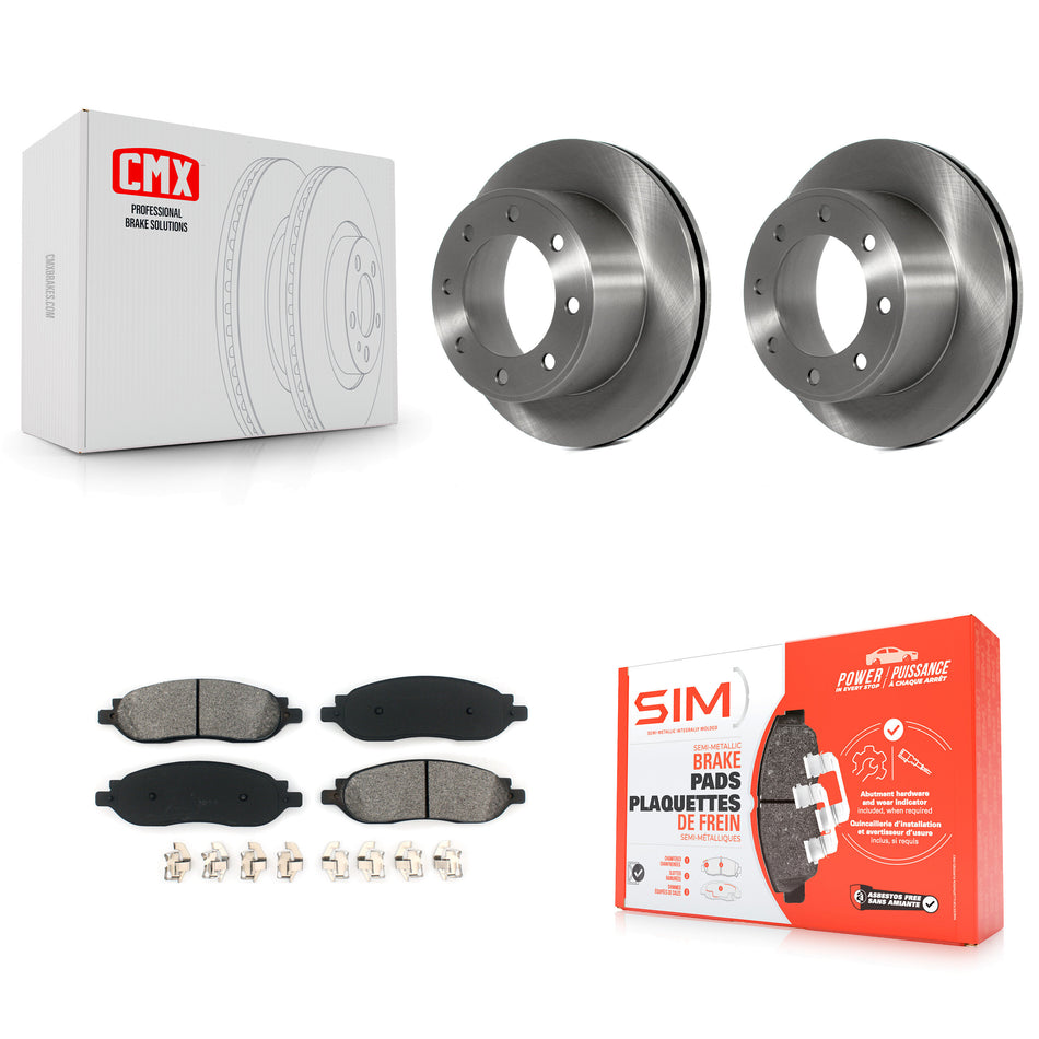 Rear Disc Brake Rotors And Semi-Metallic Pads Kit For 2005-2007 Ford F-250 Super Duty F-350 K8S-101625