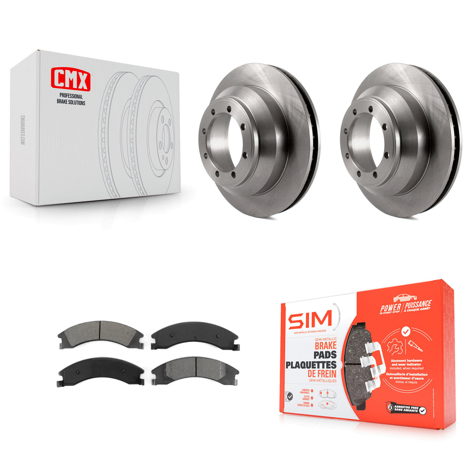 Rear Disc Brake Rotors And Semi-Metallic Pads Kit For Ford E-350 Super Duty Econoline With Dual Wheels K8S-101630