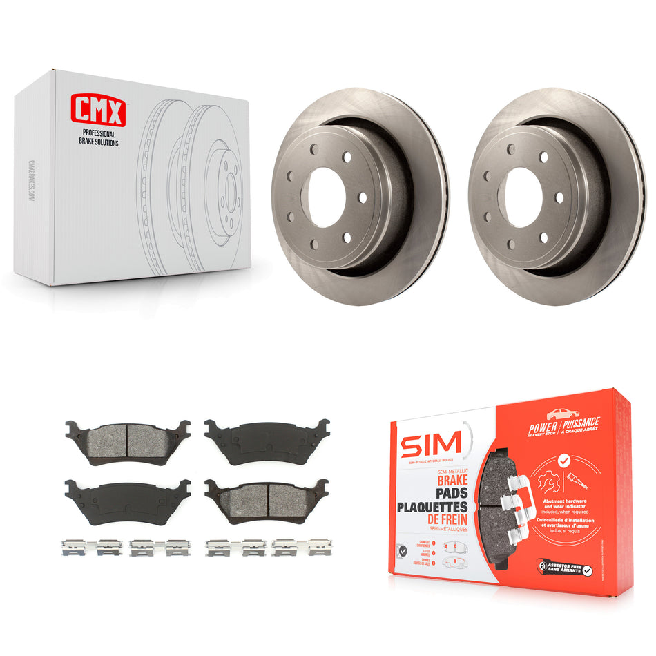 Rear Disc Brake Rotors And Semi-Metallic Pads Kit For 2012-2014 Ford F-150 With 7 Lug Wheels K8S-101638