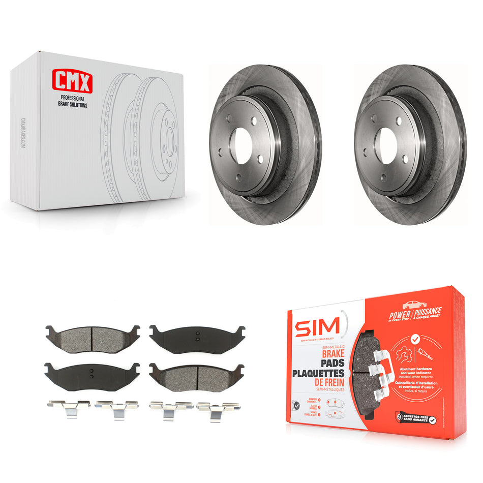 Rear Disc Brake Rotors And Semi-Metallic Pads Kit For Ram 1500 Dodge Durango Classic Chrysler Aspen K8S-101659