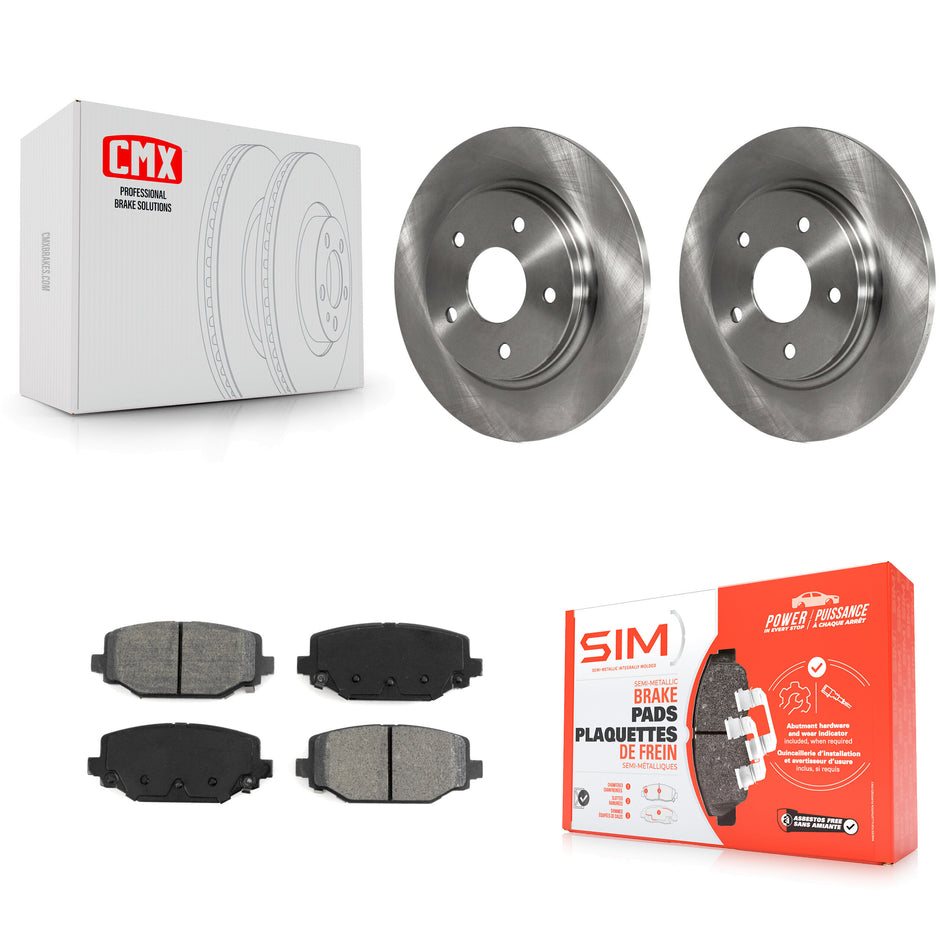 Rear Disc Brake Rotors And Semi-Metallic Pads Kit For 2017-2018 Dodge Grand Caravan With Single Piston Front Caliper K8S-101682