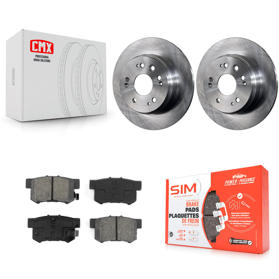 Rear Disc Brake Rotors And Semi-Metallic Pads Kit For 2002-2004 Honda CR-V K8S-101761
