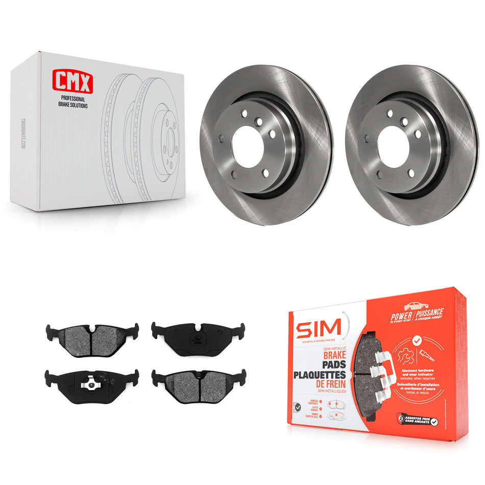 Rear Disc Brake Rotors And Semi-Metallic Pads Kit For 1996-1997 BMW 328i With 294mm Diameter Rotor K8S-101778