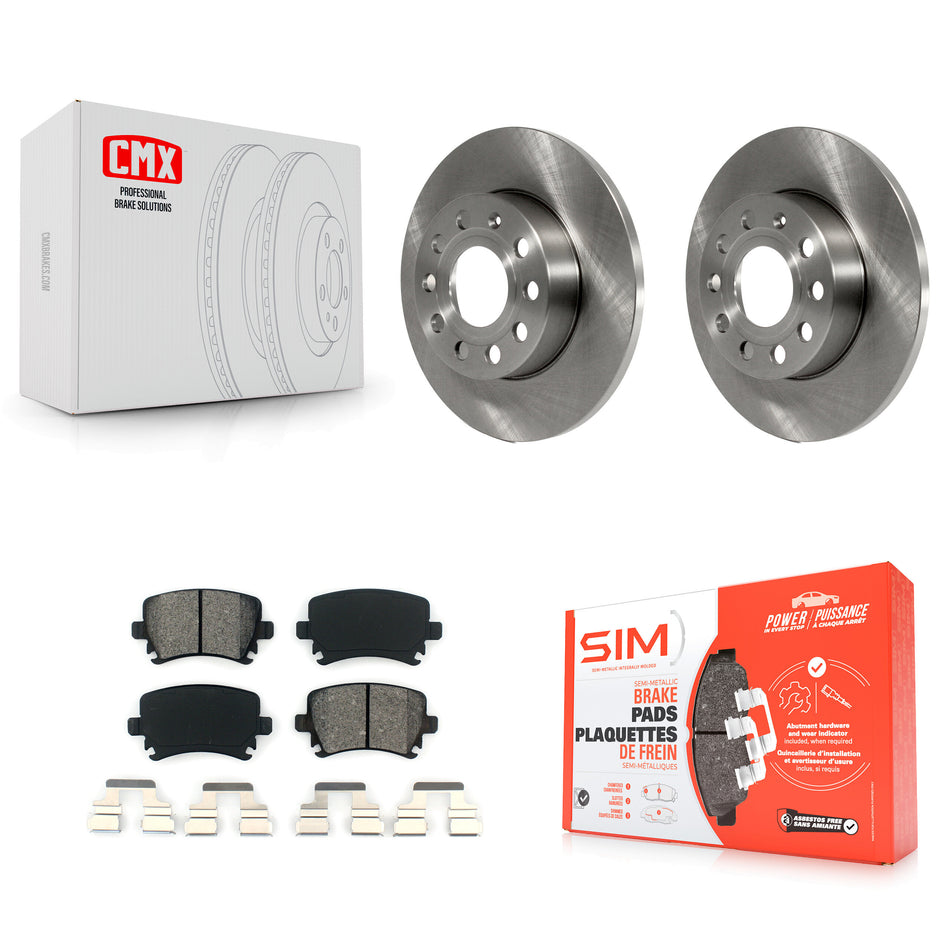 Rear Disc Brake Rotors And Semi-Metallic Pads Kit For Volkswagen Jetta Rabbit Audi A3 Quattro K8S-101846