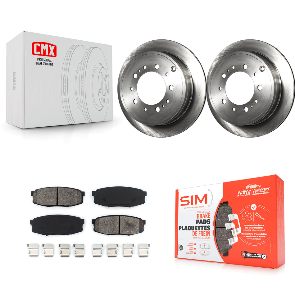 Rear Disc Brake Rotors And Semi-Metallic Pads Kit For Toyota Tundra Sequoia Lexus LX570 Land Cruiser K8S-101882