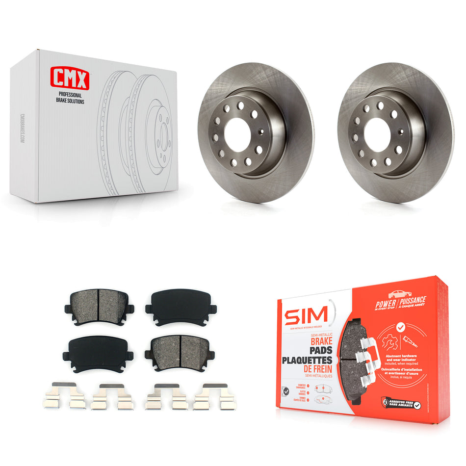 Rear Disc Brake Rotors And Semi-Metallic Pads Kit For Volkswagen Jetta Passat GTI Eos Audi A3 Quattro Golf K8S-101909