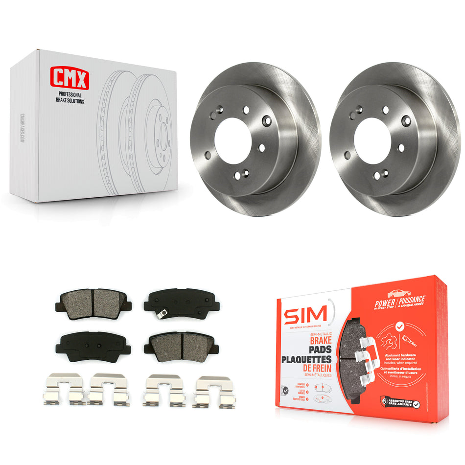 Rear Disc Brake Rotors And Semi-Metallic Pads Kit For 2010-2013 Kia Soul K8S-101922