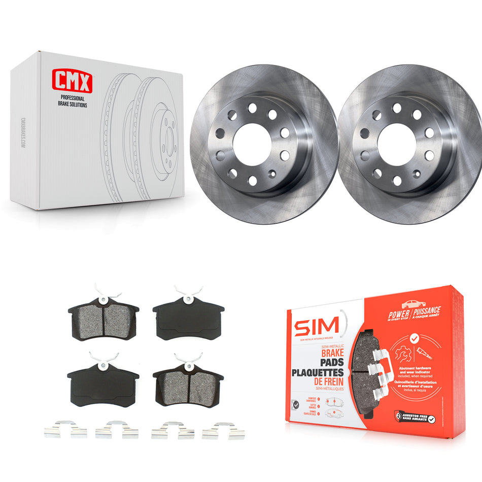 Rear Disc Brake Rotors And Semi-Metallic Pads Kit For 2011 Volkswagen Jetta With 253mm Diameter Rotor K8S-101938
