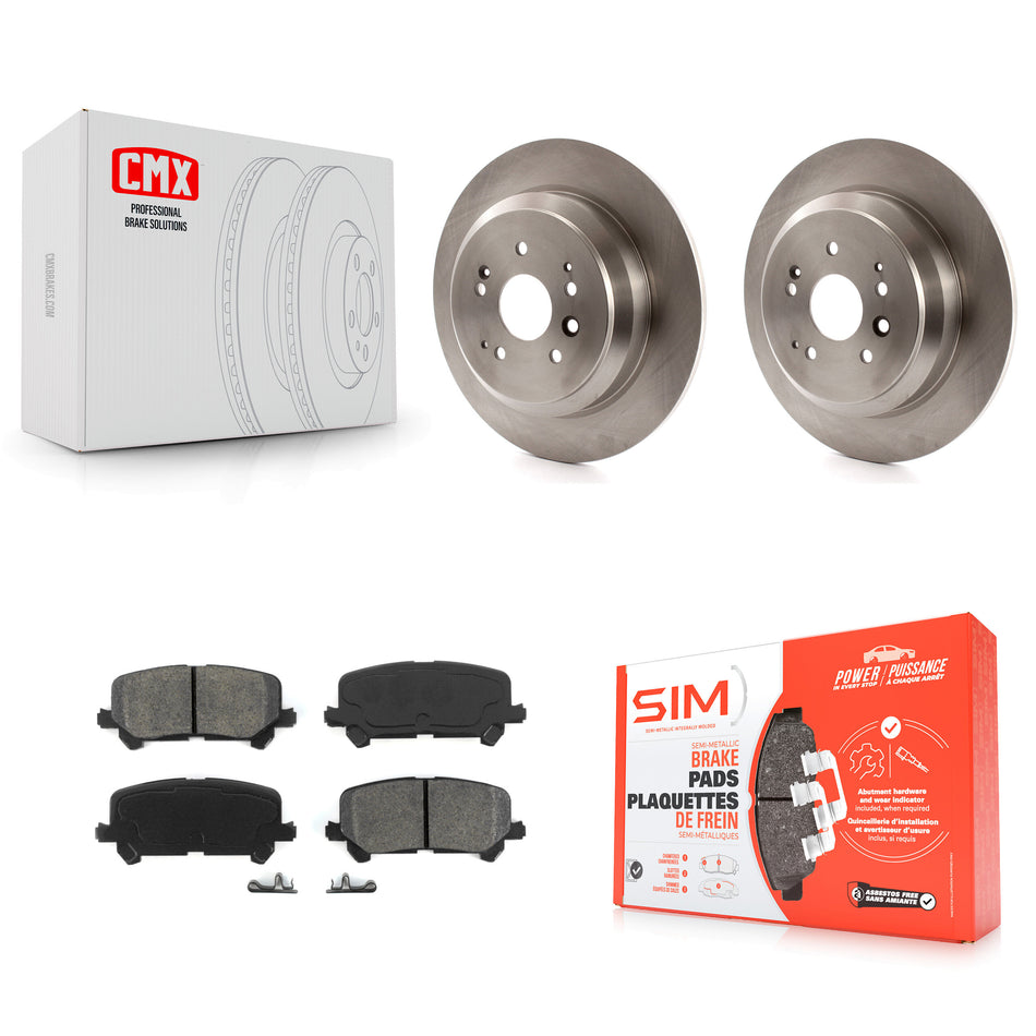 Rear Disc Brake Rotors And Semi-Metallic Pads Kit For 2014-2016 Acura MDX K8S-101964