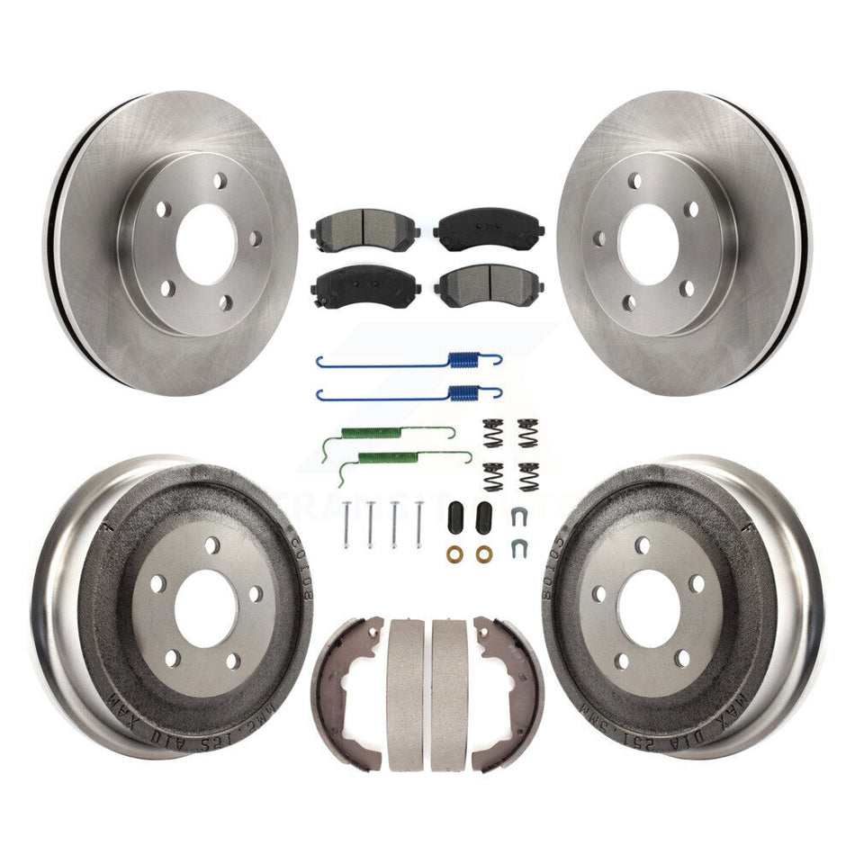 Front Rear Disc Brake Rotors Semi-Metallic Pads And Drum Kit (7Pc) For Pontiac Aztek K8S-102006