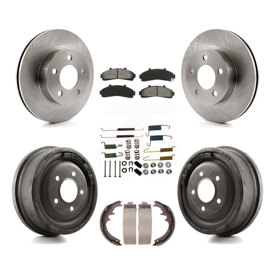 Front Rear Disc Brake Rotors Semi-Metallic Pads And Drum Kit (7Pc) For Ford Ranger Mazda B3000 B4000 With 10" Diameter 4WD K8S-102032