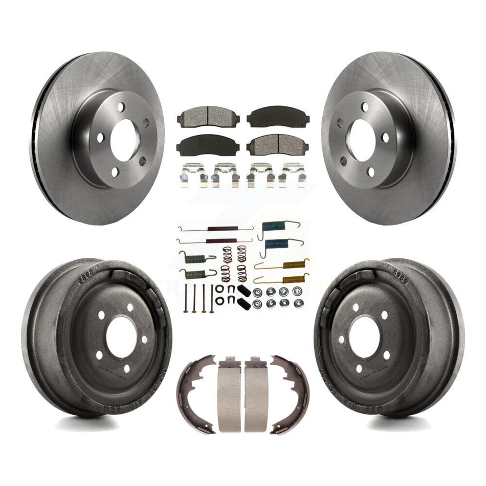 Front Rear Disc Brake Rotors Semi-Metallic Pads And Drum Kit (7Pc) For Ford Ranger Mazda B4000 With 10" Diameter K8S-102039
