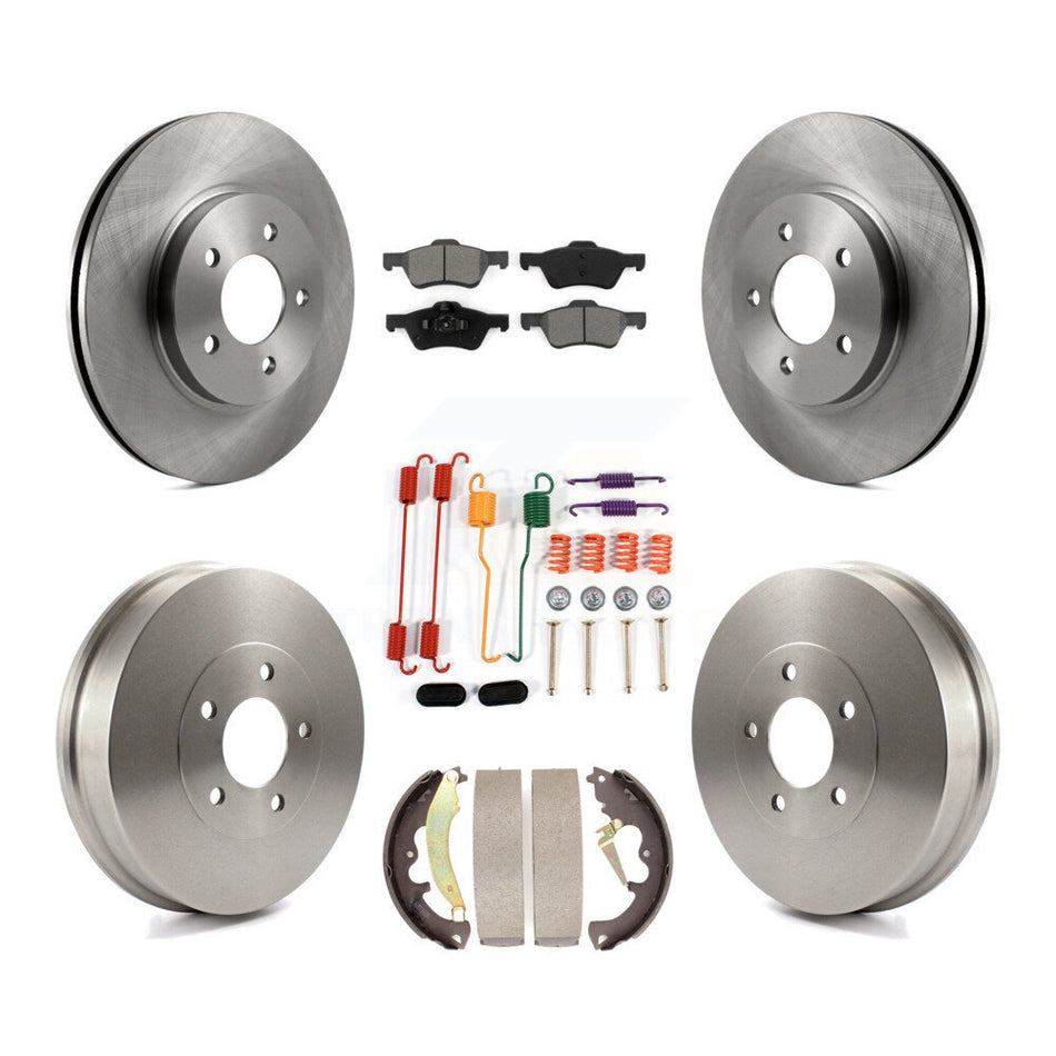 Front Rear Disc Brake Rotors Semi-Metallic Pads And Drum Kit (7Pc) For Ford Escape Mercury Mariner Mazda Tribute K8S-102042