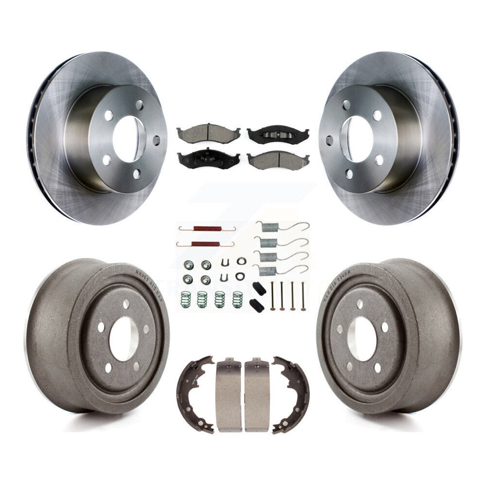 Front Rear Disc Brake Rotors Semi-Metallic Pads And Drum Kit (7Pc) For Jeep Wrangler Cherokee K8S-102050