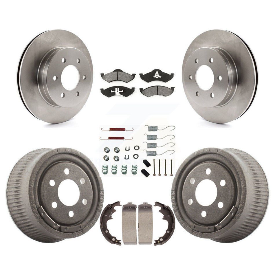 Front Rear Disc Brake Rotors Semi-Metallic Pads And Drum Kit (7Pc) For 1999 Dodge Dakota With 9" Diameter K8S-102055