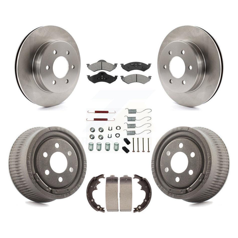 Front Rear Disc Brake Rotors Semi-Metallic Pads And Drum Kit (7Pc) For 2000-2002 Dodge Dakota With 9" Diameter K8S-102056