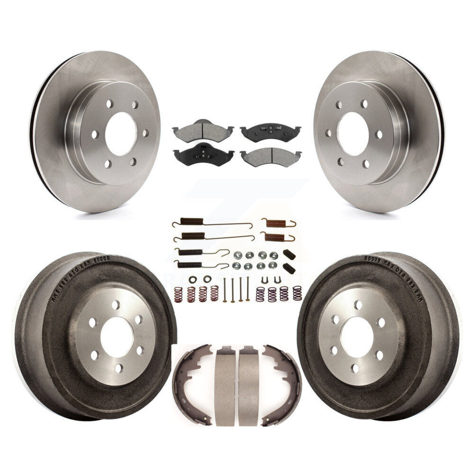 Front Rear Disc Brake Rotors Semi-Metallic Pads And Drum Kit (7Pc) For 2000-2002 Dodge Dakota Durango K8S-102058